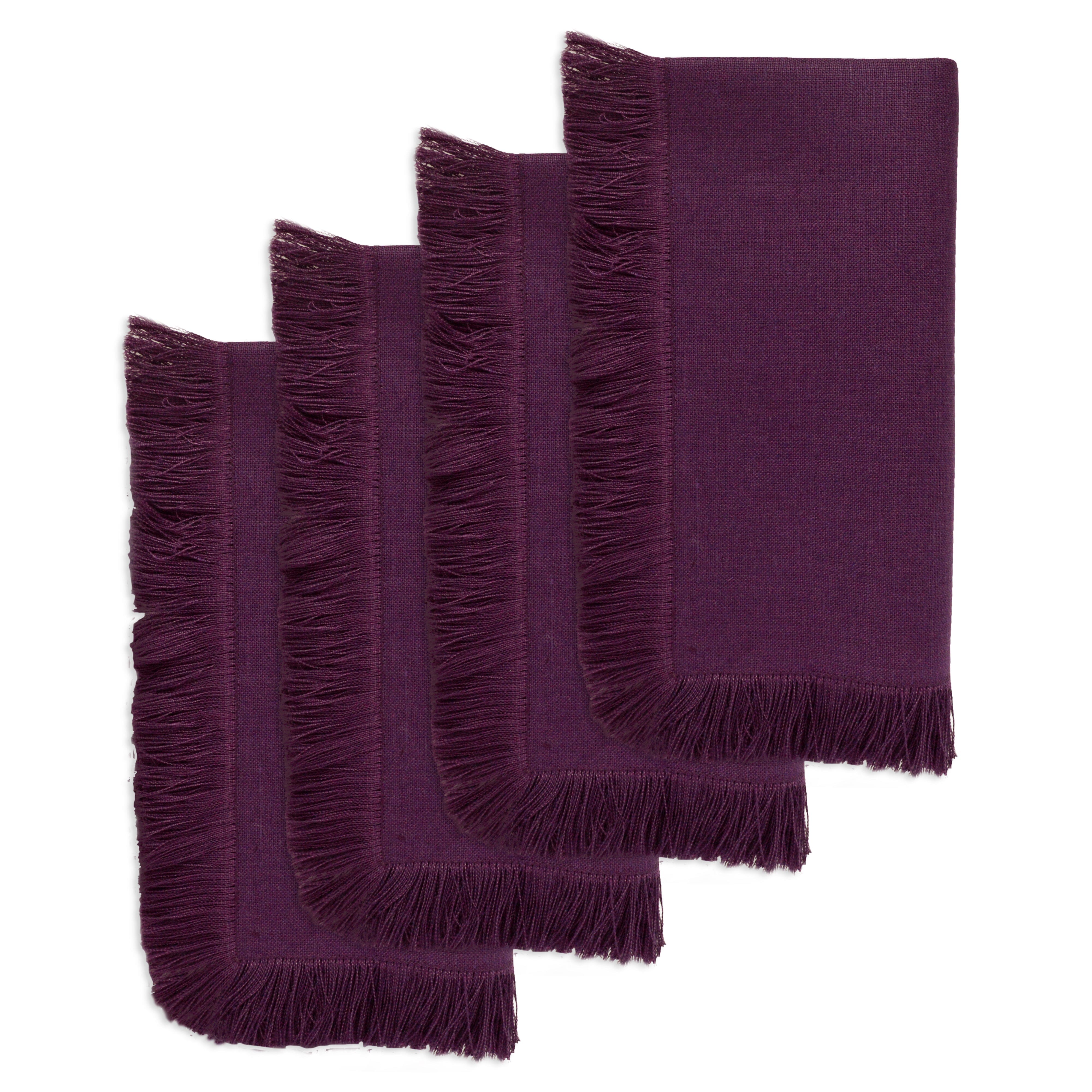 Purple Fringe Dinner Napkins