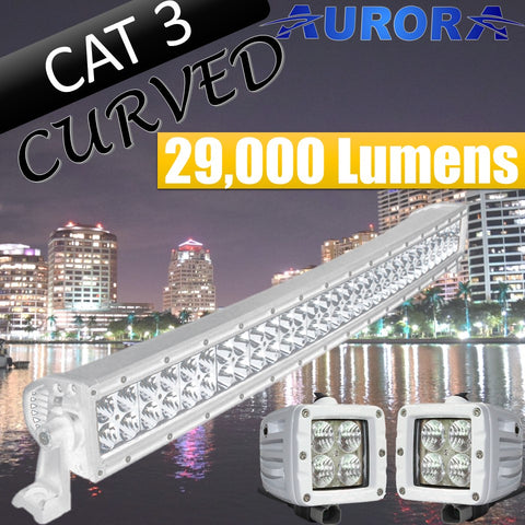 CAT 3 Curved Bundle 30-inch-curved-marine-led-light-bar-aurora
