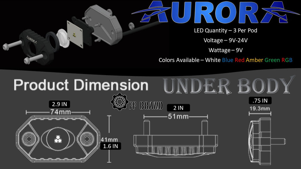Aurora LED golf cart under body lighting