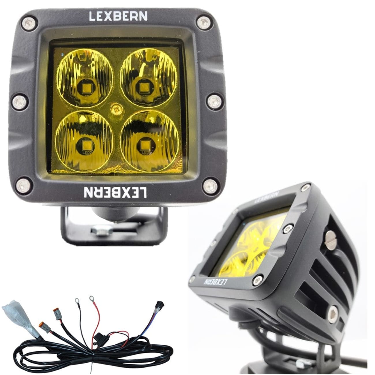 LEXBERN Yellow Beam 3 Inch Off Road Light Kit