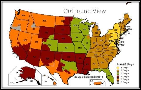 light bar fast shipping map