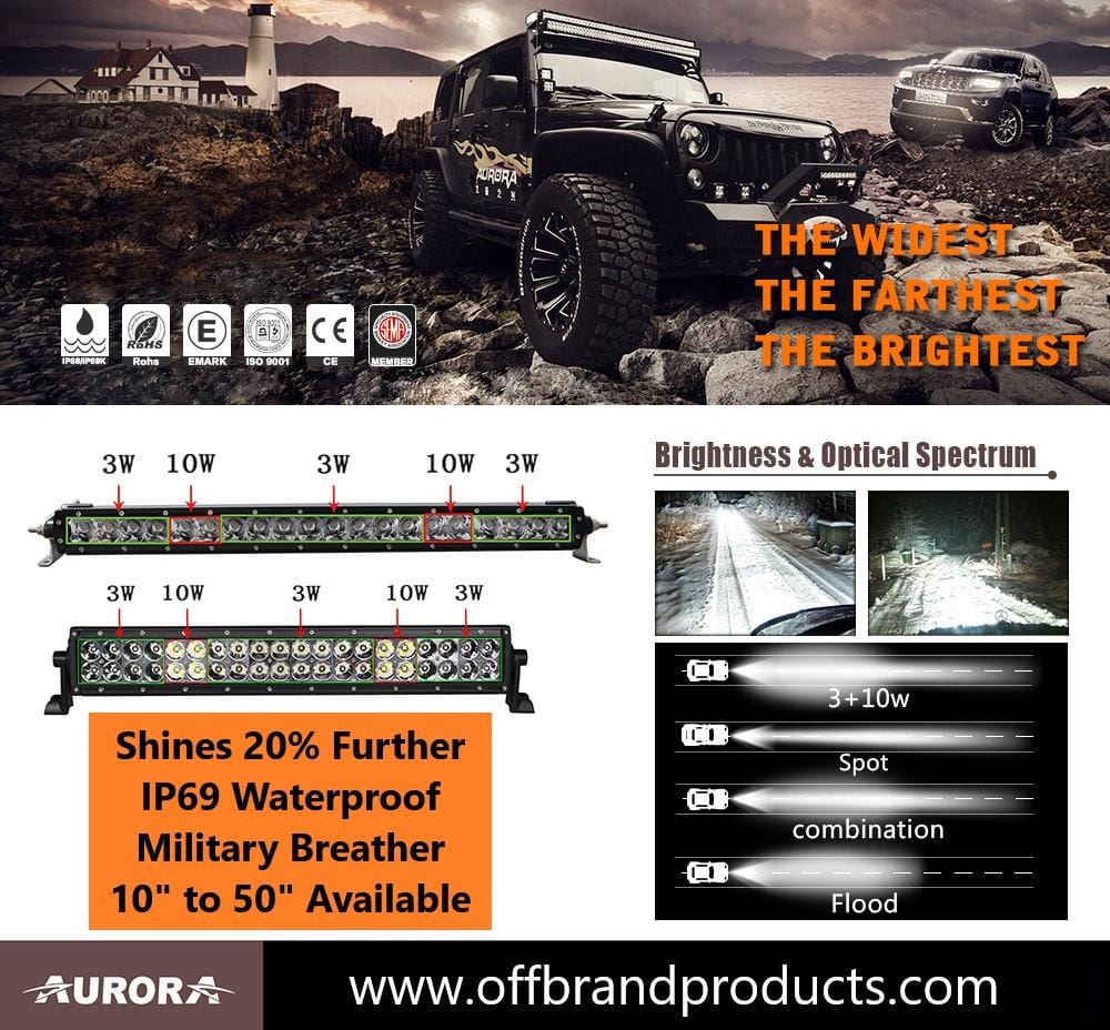 Aurora 50 Inch Dual Row LED Light Bar - Hybrid Series - 37,548 Lumens
