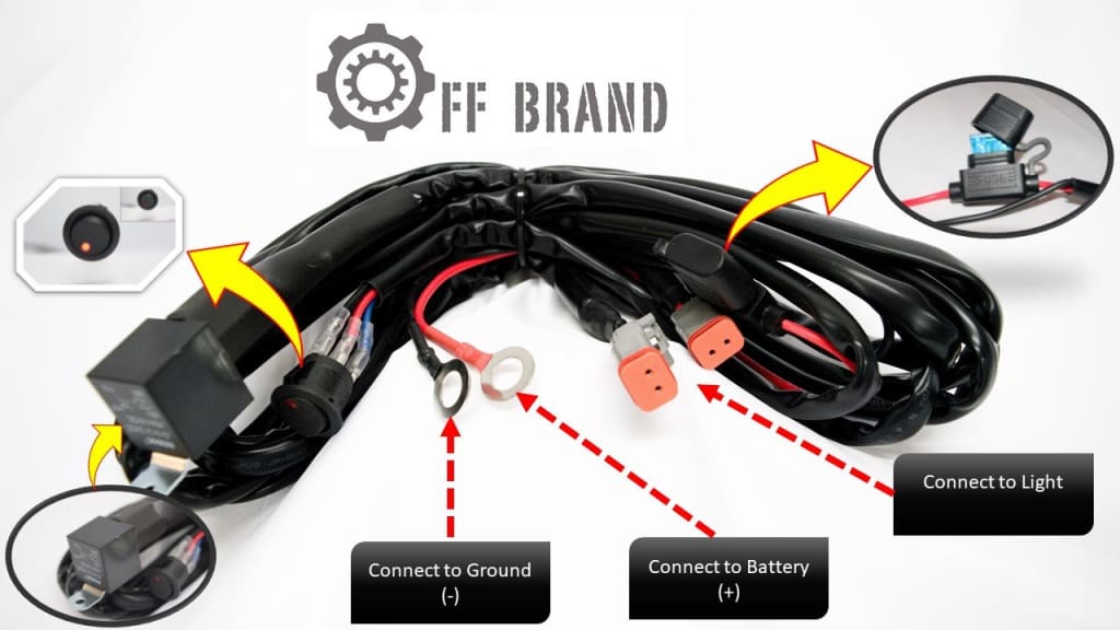 aurora boat light bar wiring harness