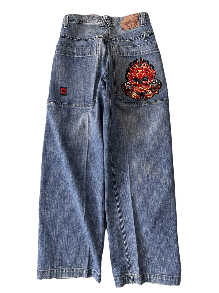 Load image into Gallery viewer, JNCO Skull 8Ball Flames Vintage Baggy ...