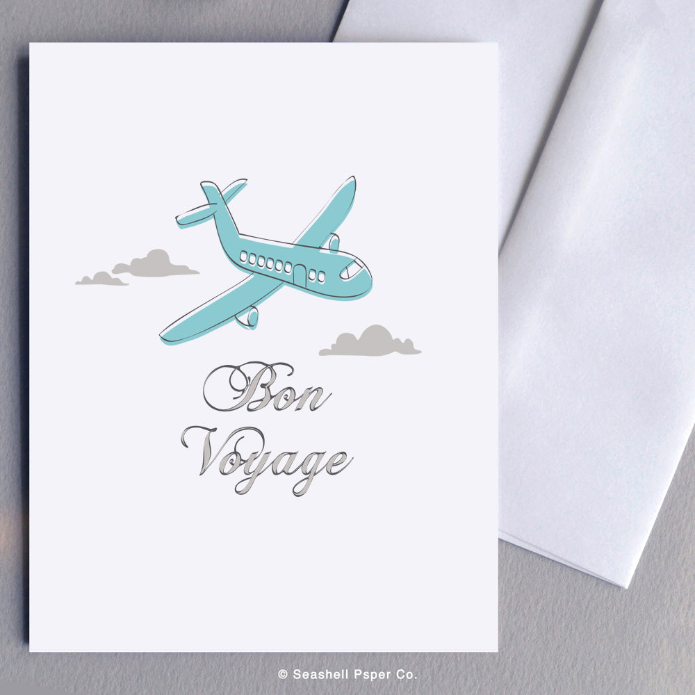 Bon Voyage Airplane Card Seashell Paper Co