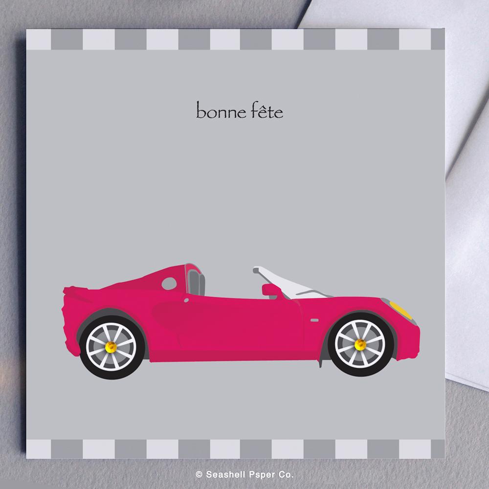 French Birthday Sport Car Card Wholesale Package Of 6 Seashell Paper Co
