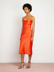 Riviera Midi Dress in Burnt Orange with 100% Recycled Polyester™