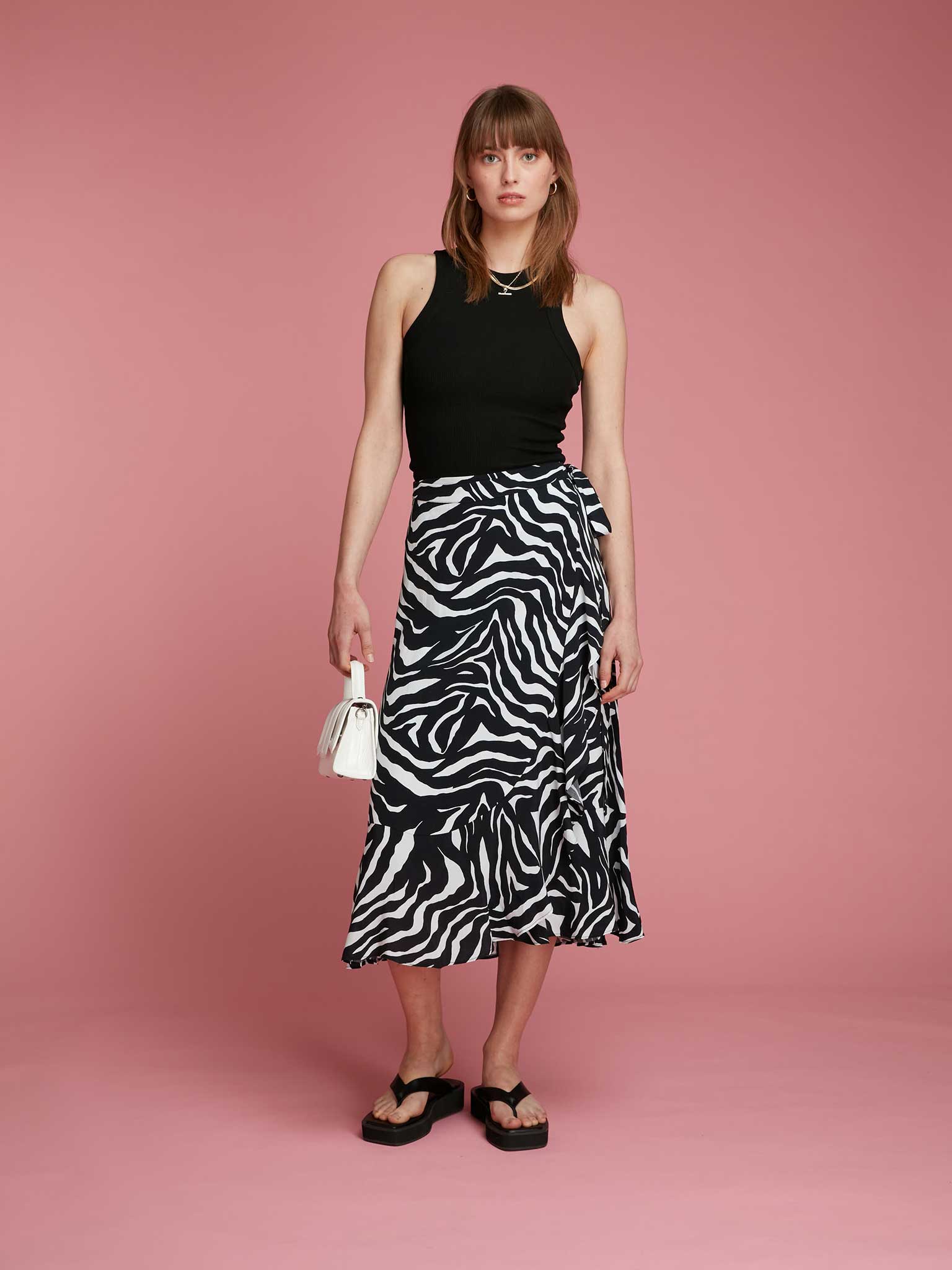 Amelia Midi Skirt in Monochrome Zebra product