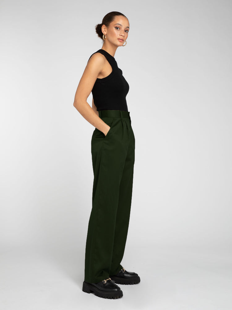 1940s Vintage Style Forest Green Swing Trousers  Heyday Vintage Style