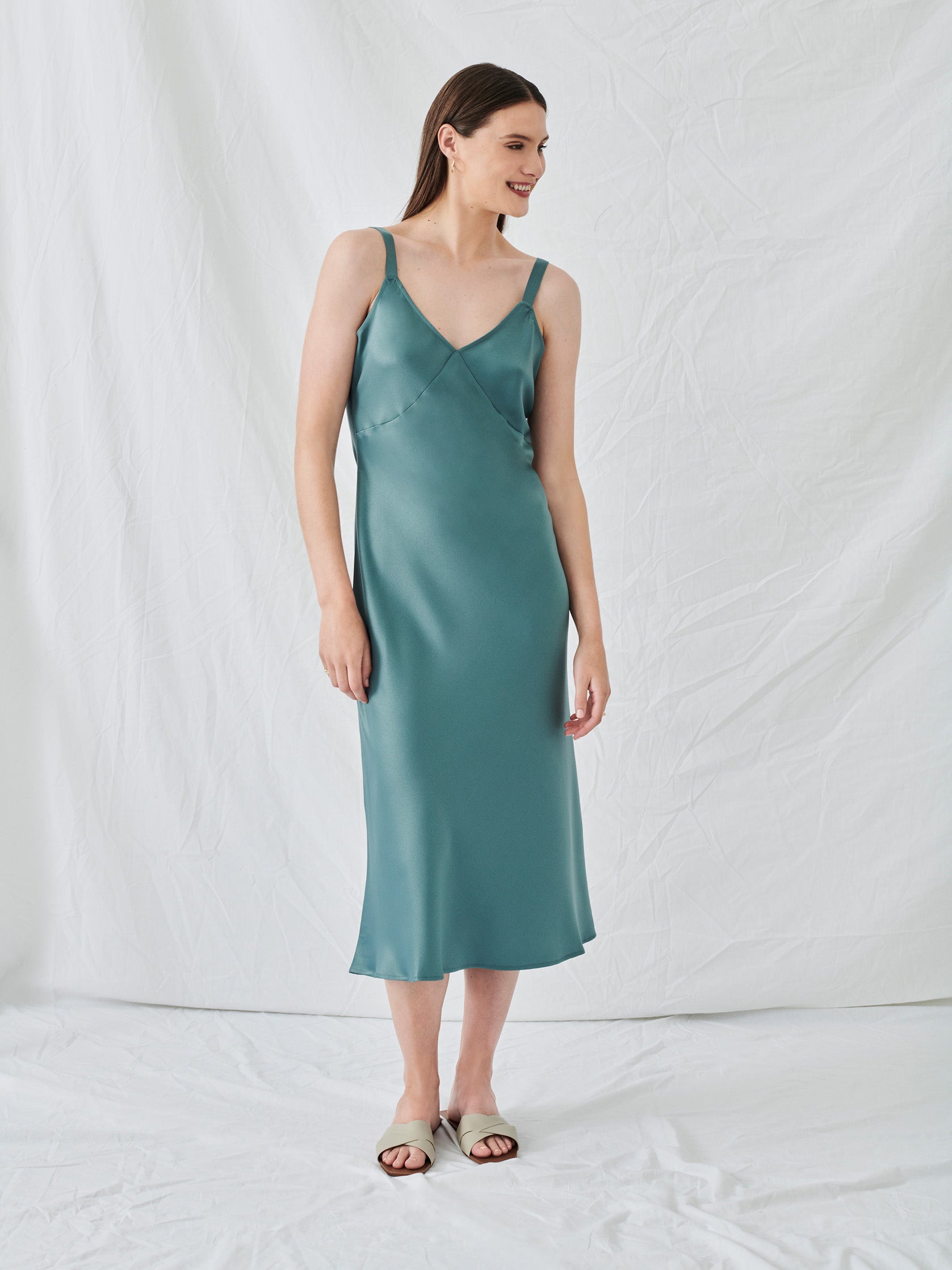 Florence Midi Dress in Seagrass Green