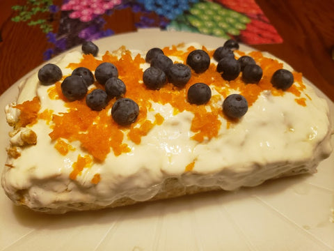 Birthday Cake with Blueberries and Shredded Carrots