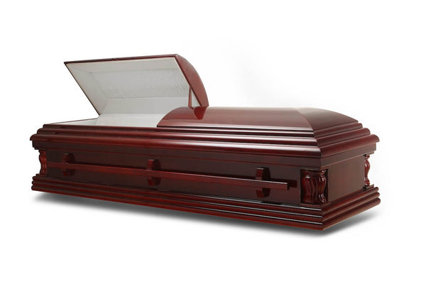 Washington Cherry Veneer Finish With Ivory Velvet Interior - Overnight  Caskets