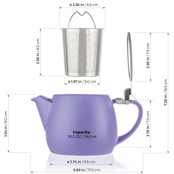 Pluto Violet Porcelain Teapot Infuser 18.2 oz. - Opal and Olive