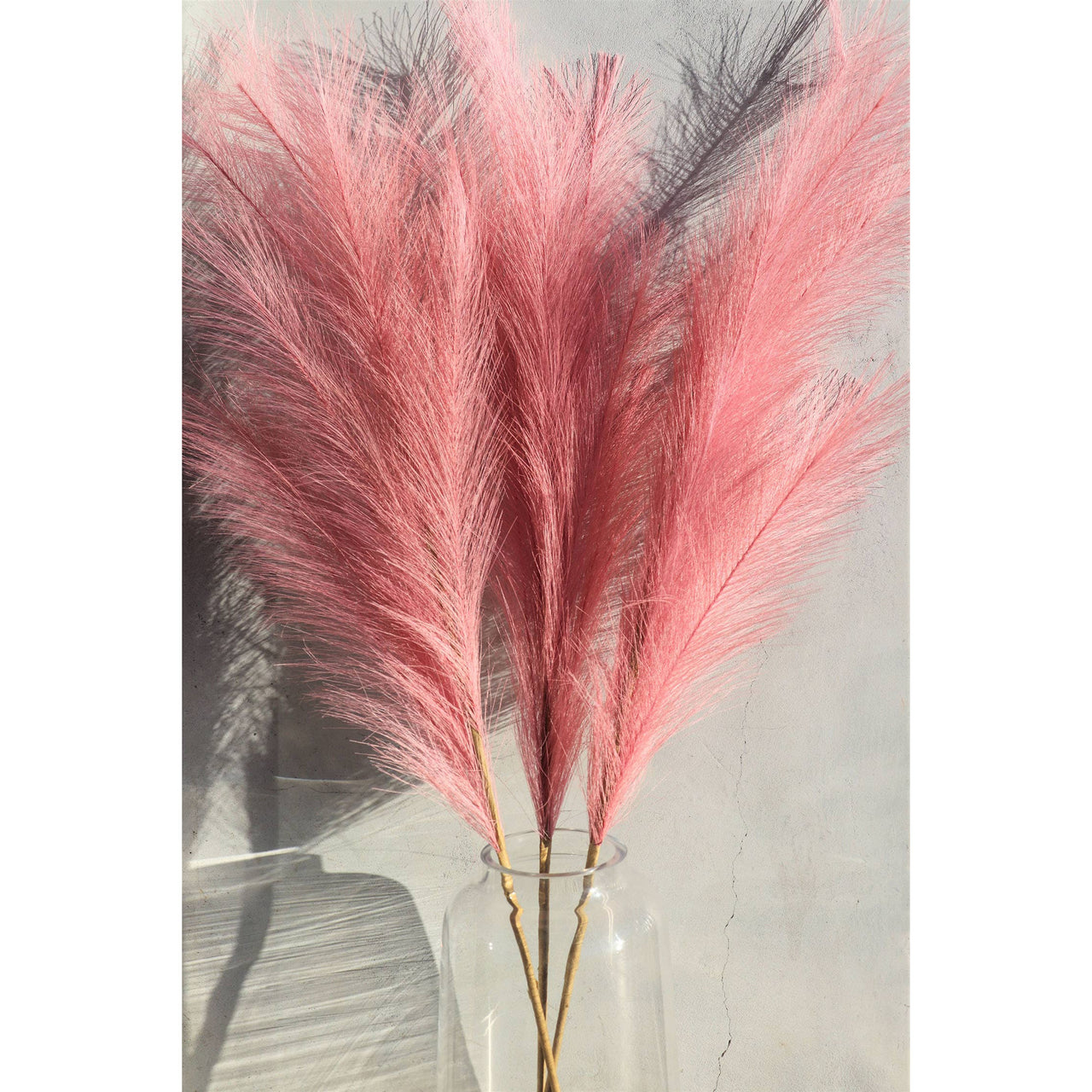 Large Coral Sunset Faux Pampas Grass - Individual