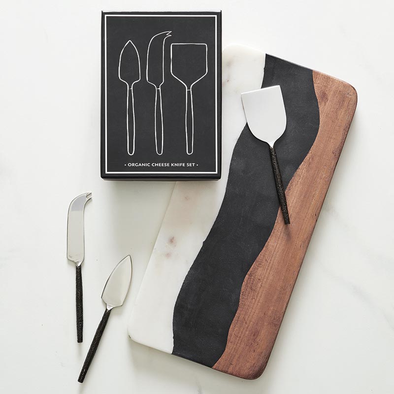 Santa Barbara Matte Black Cheese Knives Book Box