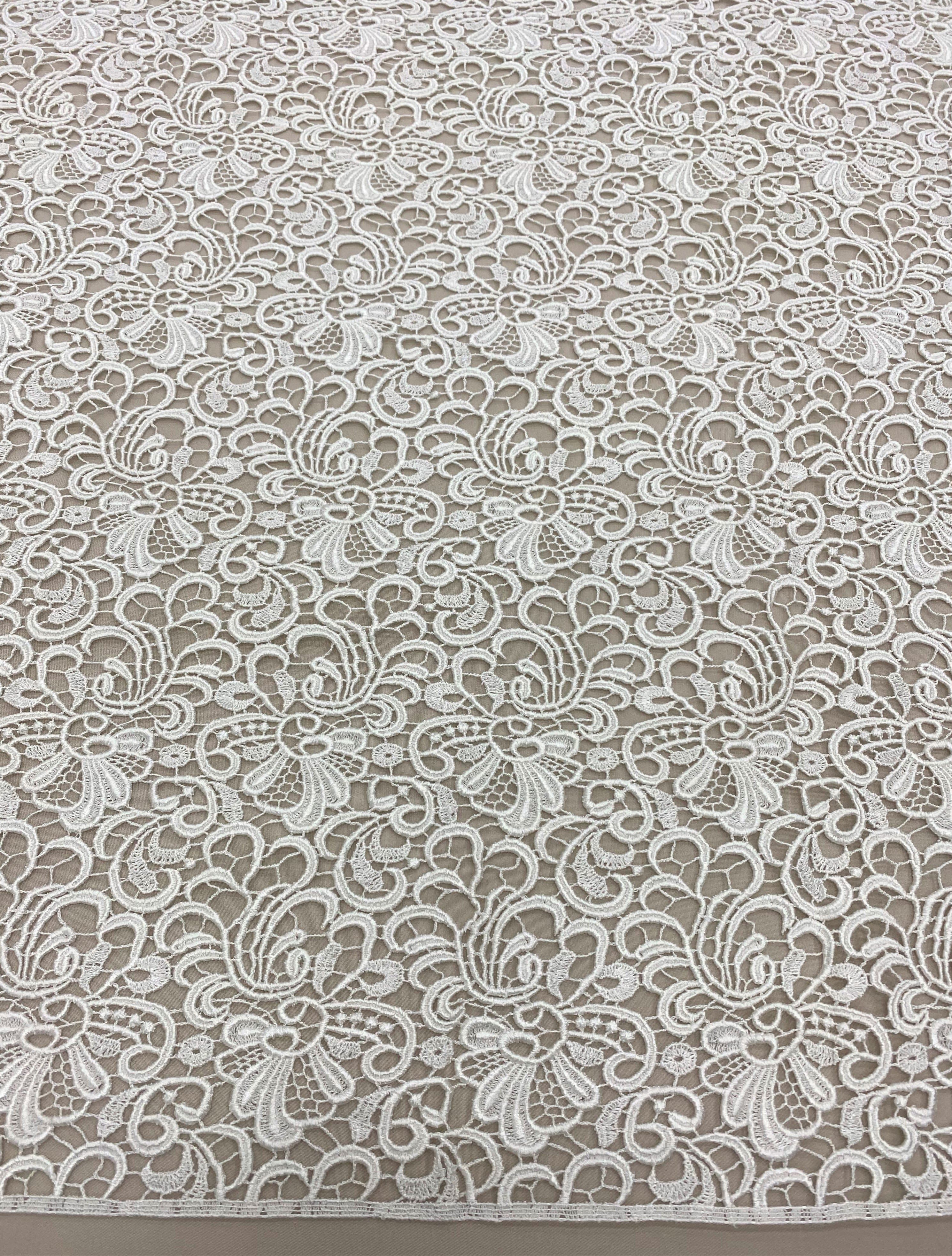 Floral Guipure Lace (1232) Ivory – Silk World