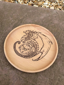 D20 Dragon 20cm Wooden Trinket Dish