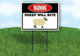 warning SHEEP WILL BITE Yard Sign Road with Stand LAWN SIGN