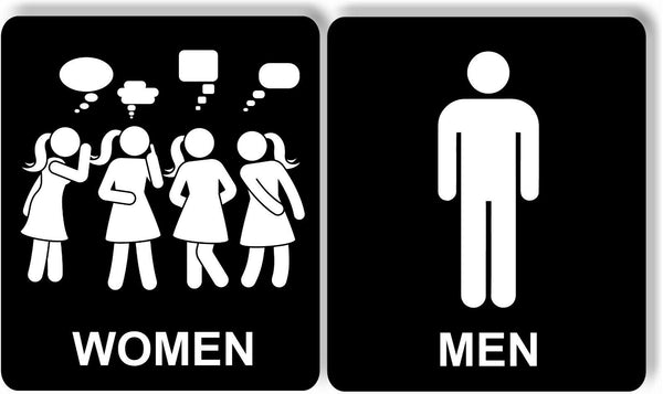 Funny women Talking, men bathroom restroom metal sign set for business ...