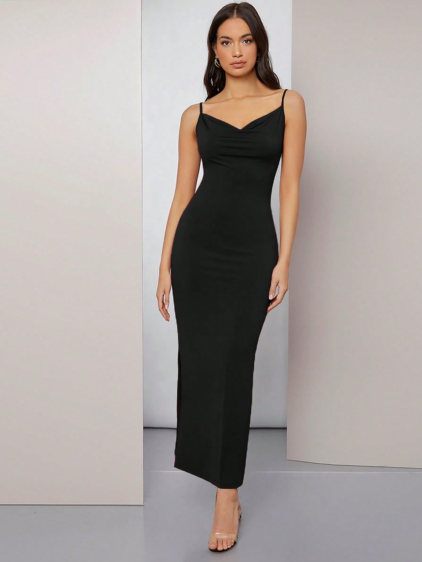 ZJRLY Ruched Wrap Asymmetrical Hem Satin Cami Dress Make Your Body More  Beautiful. (Color : Black, Size : X-Small) : : Clothing, Shoes &  Accessories