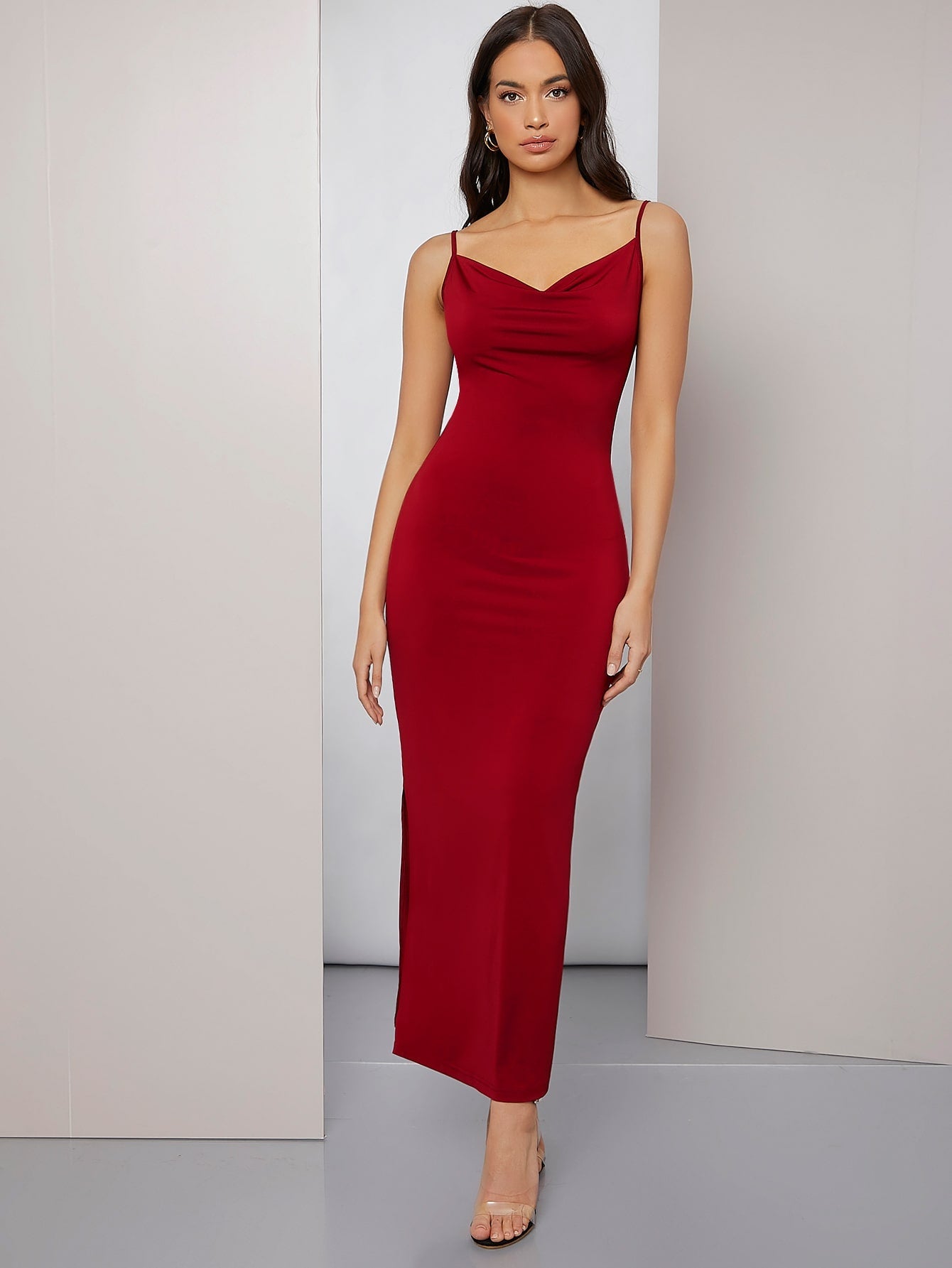 KatyKey - Asymmetrical Crisscross Backless Dress with Ruched Detailing