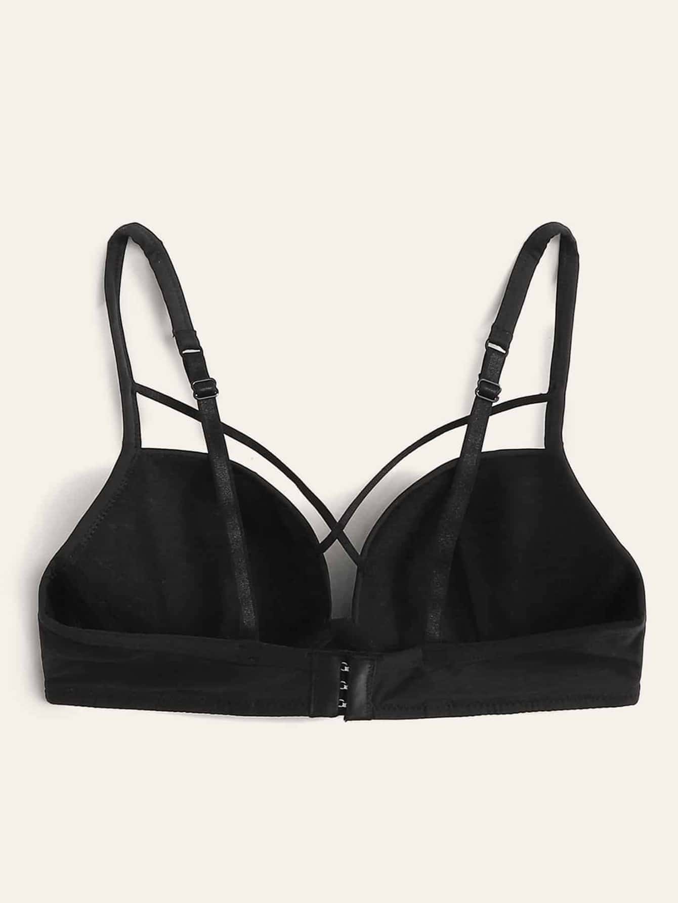 Plus Size Contrast Lace Bow Decor Puch Bra Women's Plus Semi