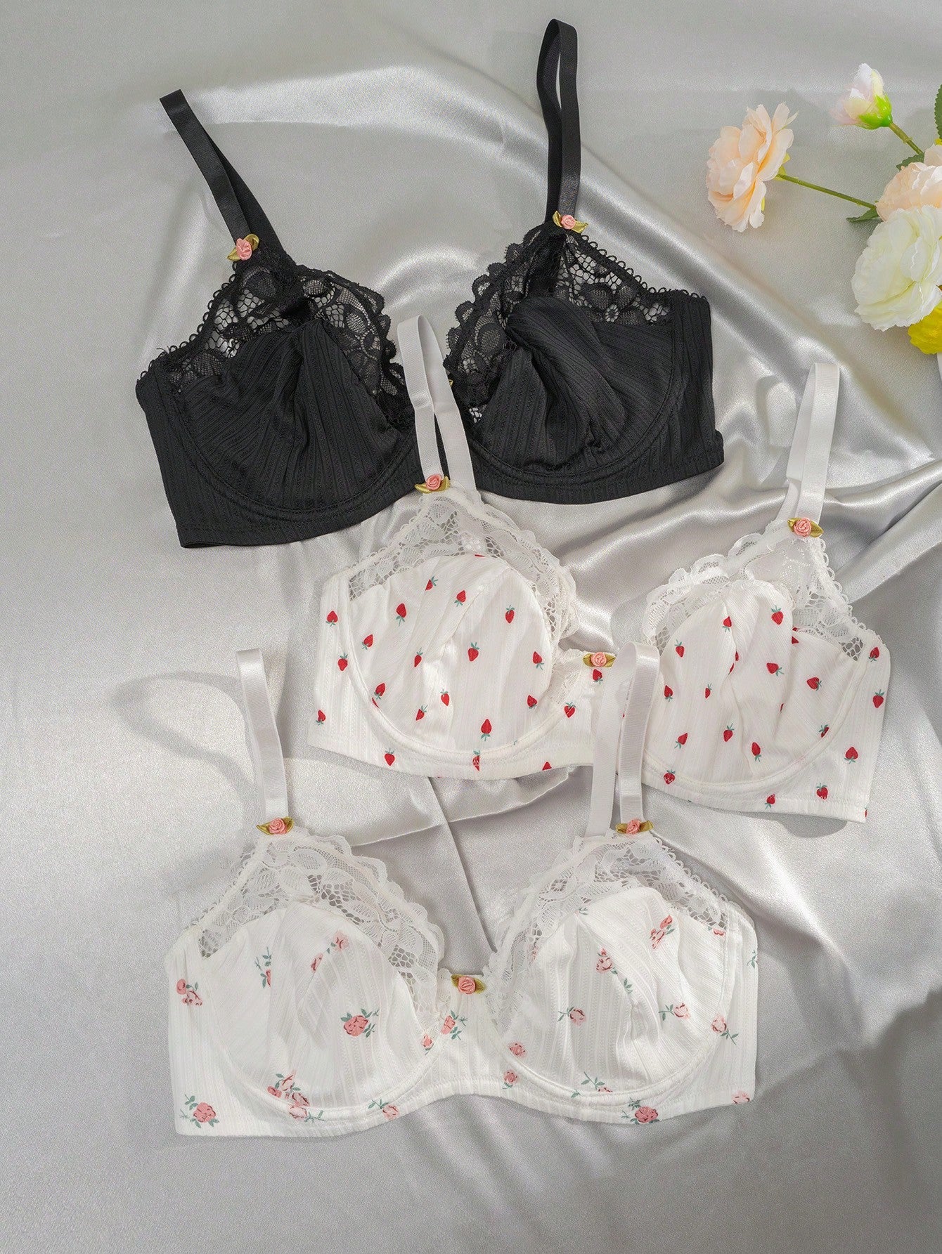 Butterfly Print Mesh Underwire Bra