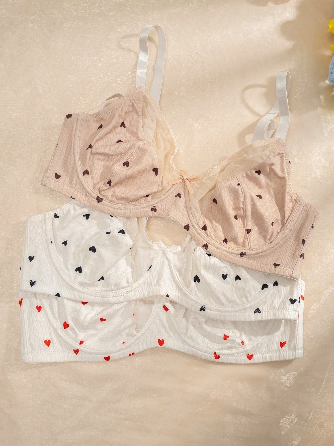 3pcs Solid Underwire Push Up Bra