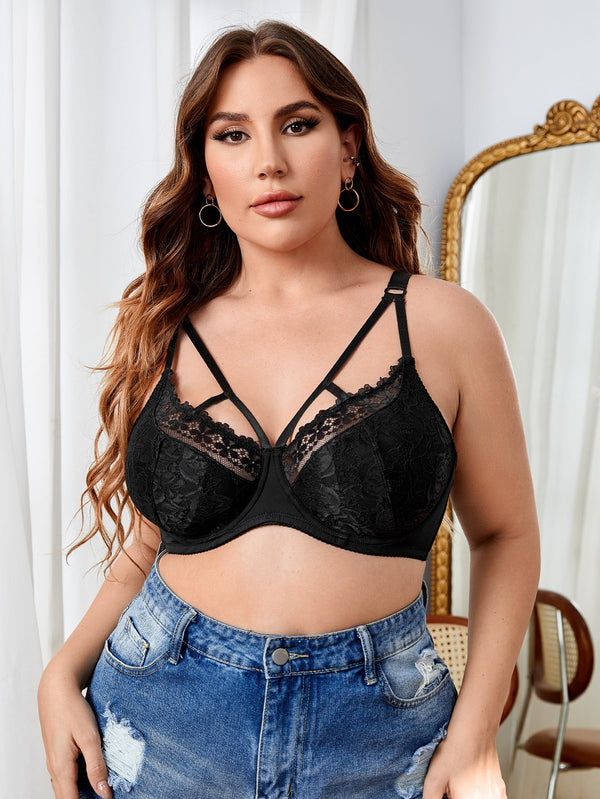 LaoSShu Push Up Bras for Women,Plus Size Floral Lace No Underwire