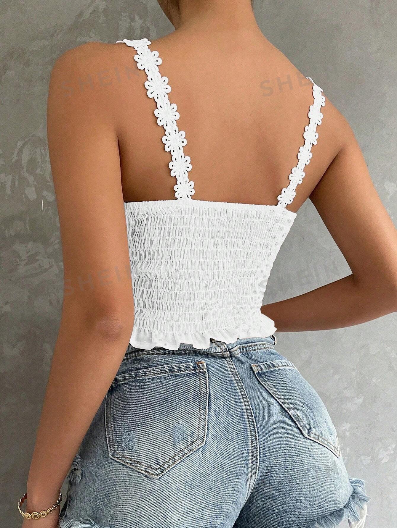 Shein Crop Tee, SHEIN Qutie 2pcs Lace Trim Cami Top.