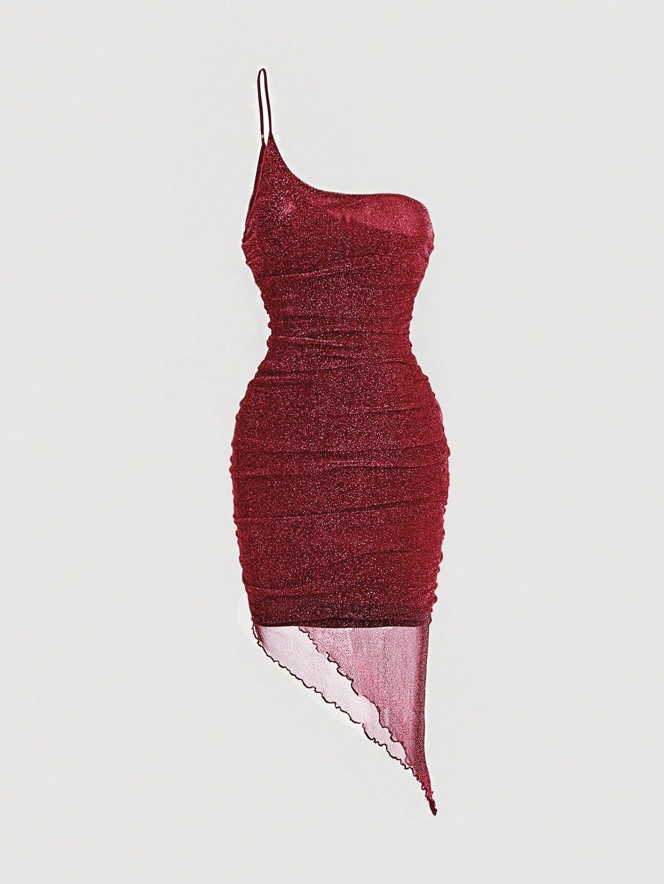 SHEIN SXY Glitter Contrast Mesh One Shoulder Dress ⋆ Women's Store