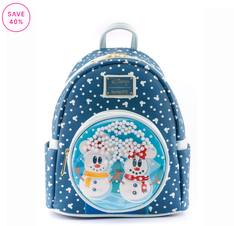 loungefly disney mickey minnie snowmen winter backpack