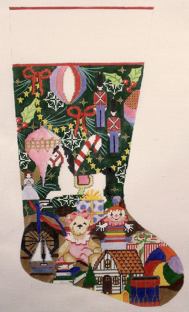 Alice Peterson Home Creations Holiday Edition Needlepoint Stocking Kit-  Sleigh with Gifts