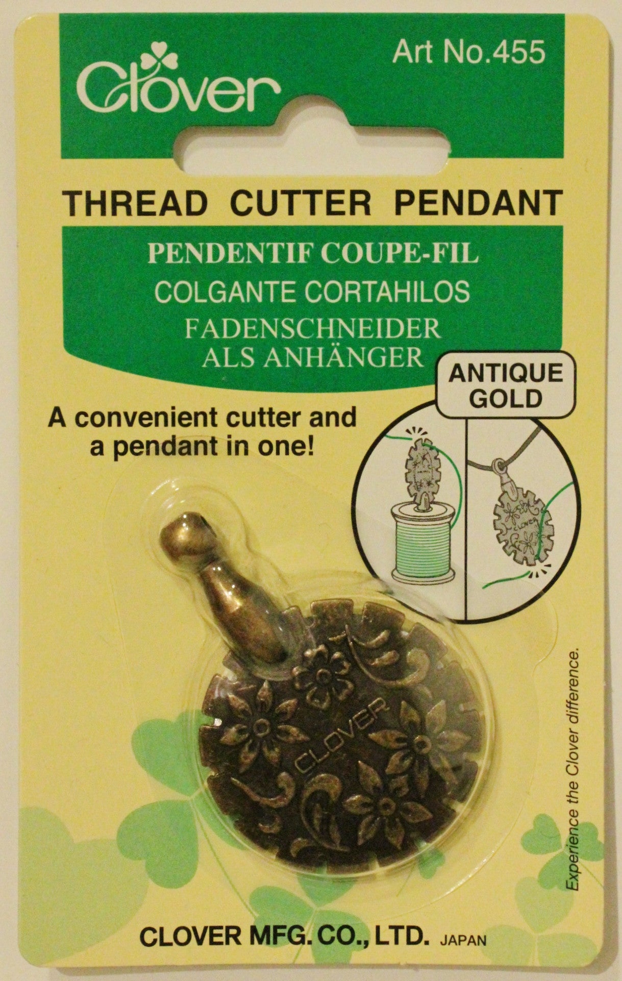 Clover Antique Gold - Yarn Cutter Pendant