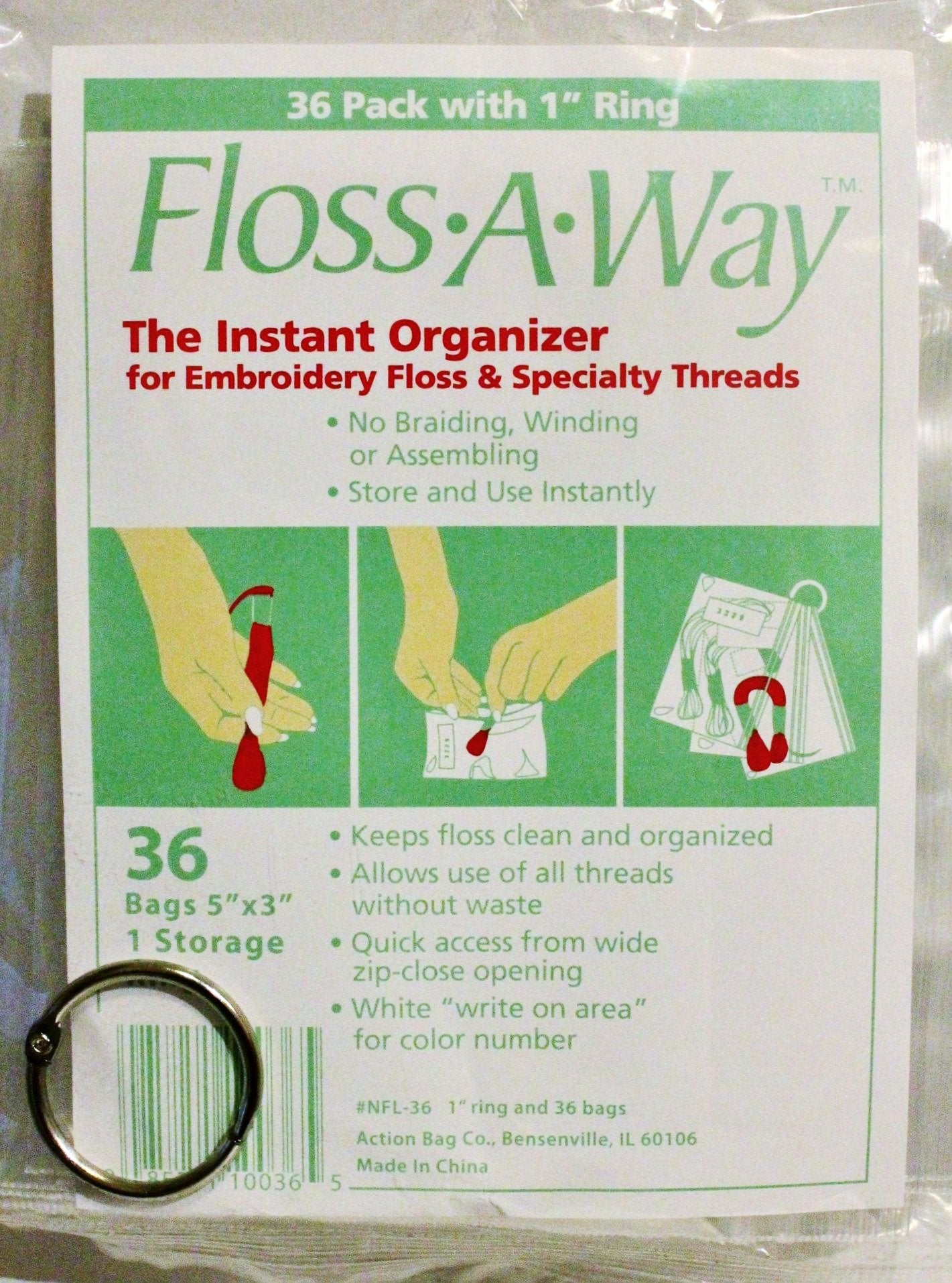 Action Bag Floss-A-Way Organizer 3x5 100/PKG