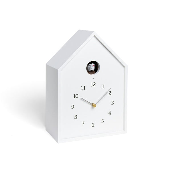 レムノス カッコー時計 アナログ バードハウス 天然色木地 白