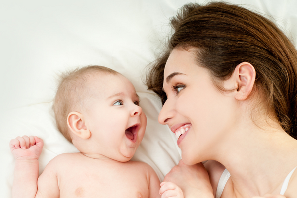 Happy baby and mother