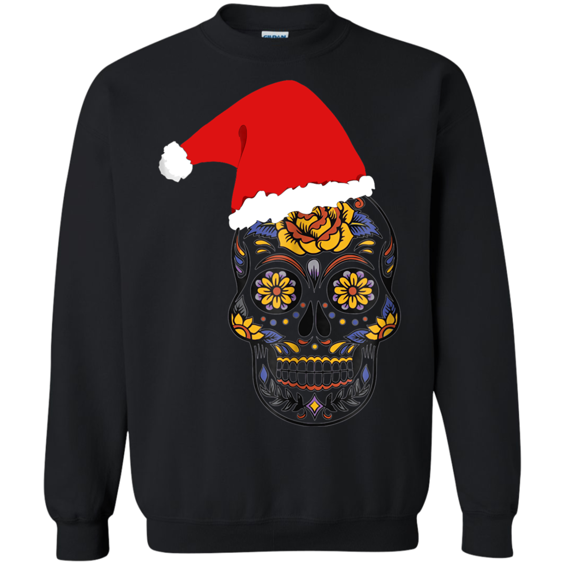 Christmas Sugar Skull Santa Ha G180 Crewneck Pullover 8 Oz T Shirt