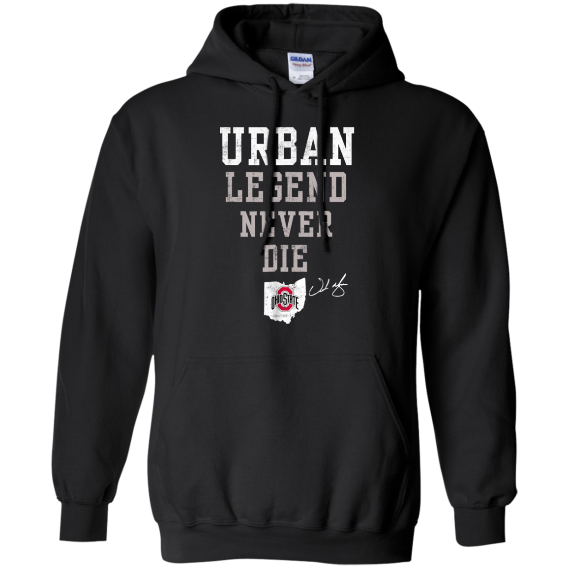 Urban Legends Never Die Ohio Distressed State Design Shirt G185 Pullover 8 Oz.