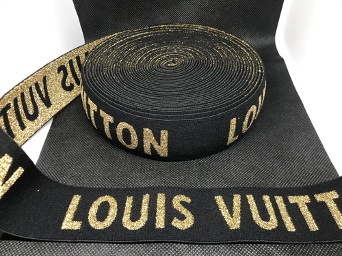 5/8, Louis Vuitton FOE, Custom Printed Elastic, Designer Name Elastic, LV  on Brown FOE, Fold Over Elastic, DIY Hair Ties, Elastic Hair Ties