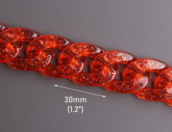 Acrylic Open Links / Big Plastic Chain Links (Red / 17mm x 23mm / 10pc, MiniatureSweet, Kawaii Resin Crafts, Decoden Cabochons Supplies