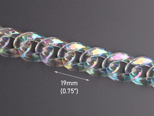 20pcs Iridescent Clear White Oval Acrylic Chain Links, Top Quality Plastic  Chain Links, Open Link per Size 32mmx20mm