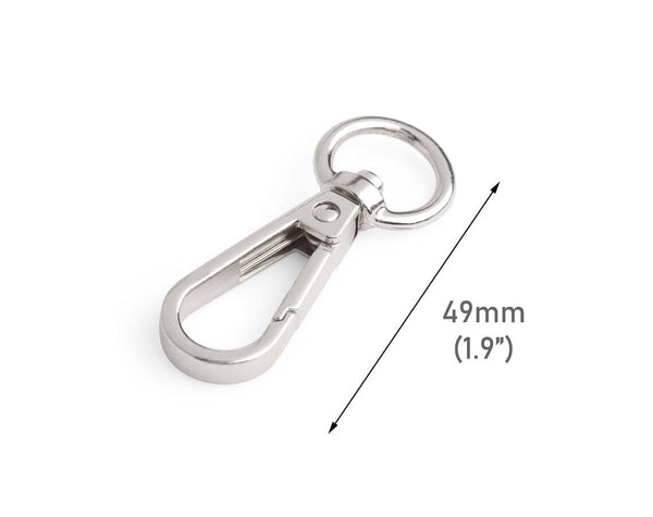2 Designer Silver Snap Hooks with Swivel, 1.7 Inch, Metal, Replacemen