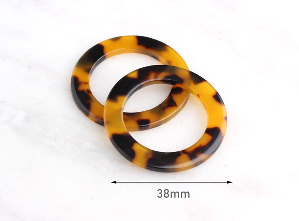 2 Tortoise Shell Ring Links, Angle Cut, Large Oval Connector, Purse St