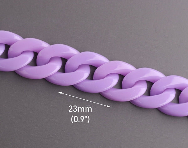 1ft Matte Purple Plastic Chain Links, 24mm, Jewelry Supply, Pastel Kaw