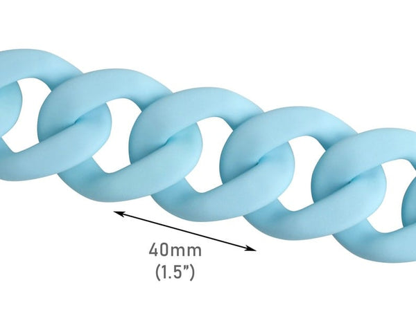 1ft Matte Light Blue Chain Links, 40 x 33mm, Sold by Foot, Extra Large Curb Chain, Plastic Purse Straps and Necklaces