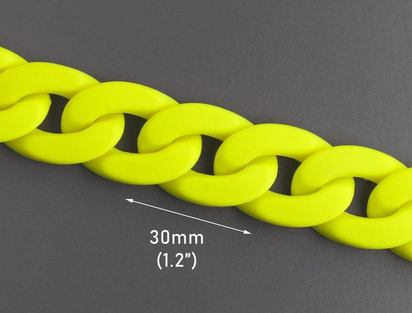 1ft Matte Neon Yellow, Chain Links, 27 x 16mm, Ultra Smooth, Plastic C