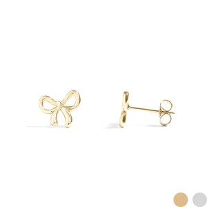 18K Gold Pvd Stainless Steel Bow Stud Earrings - OutletSavings
