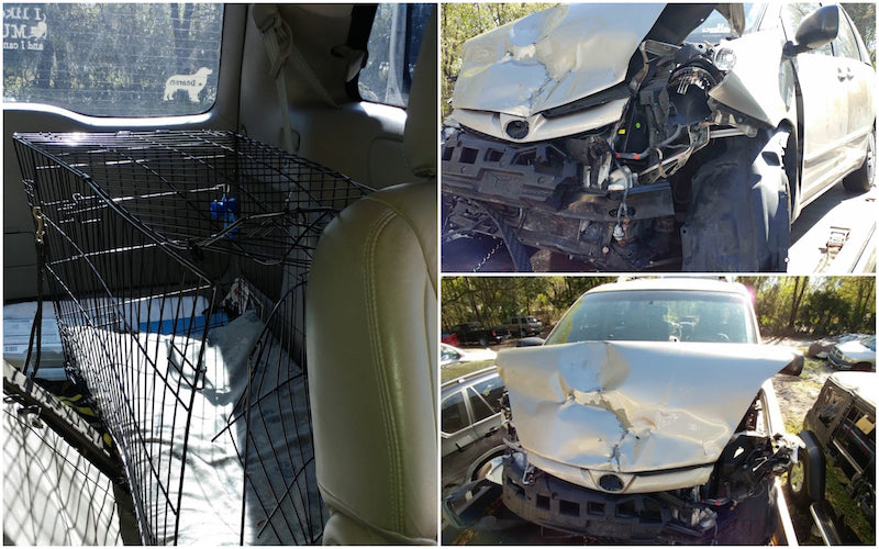 Lori's car, immediately following her wreck – as well as Deacon's former crate