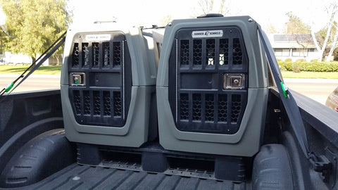 Two Large Gunner Kennels on Plastic Shipping Pallet